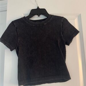 Black Ribbed Crop Top